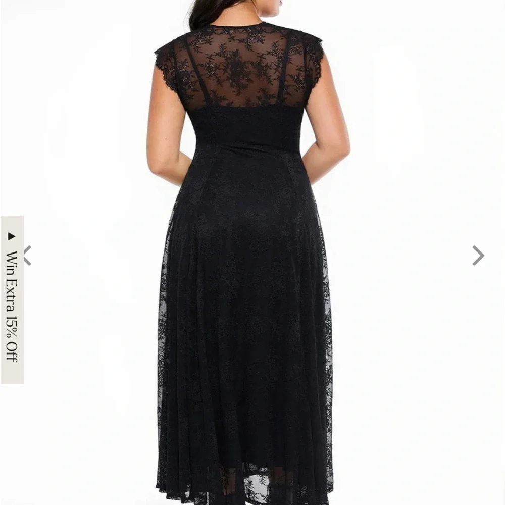 Popilush - Shapewear Boho Floral Lace Front Slit Maxi Dress-XXL - Picture 6 of 6